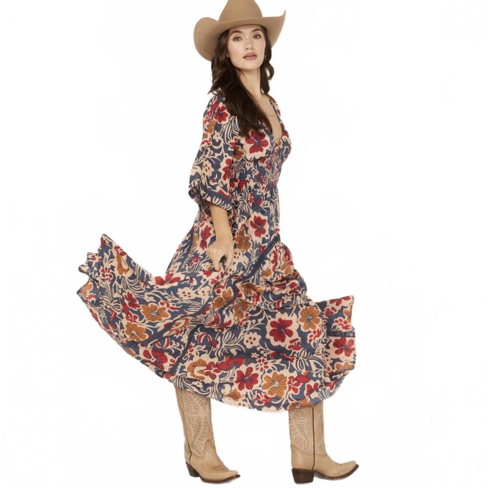 FREE PEOPLE DIXIE FLORAL PRINT MAXI DRESS size L
